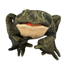 Rare Fokmanis Green Funny Frog huge Hand Puppet plush - - Movable Mouth