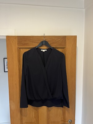 Wunderschönes Damen COOPER & ELLA dunkelblau Wickel Crossover Bluse Top Gr. S