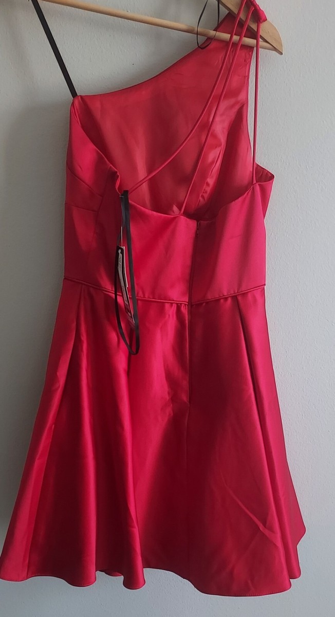 Blondie Nites By Stacy Sklar Red Satin One Shoulder A-Line Dress Size 5