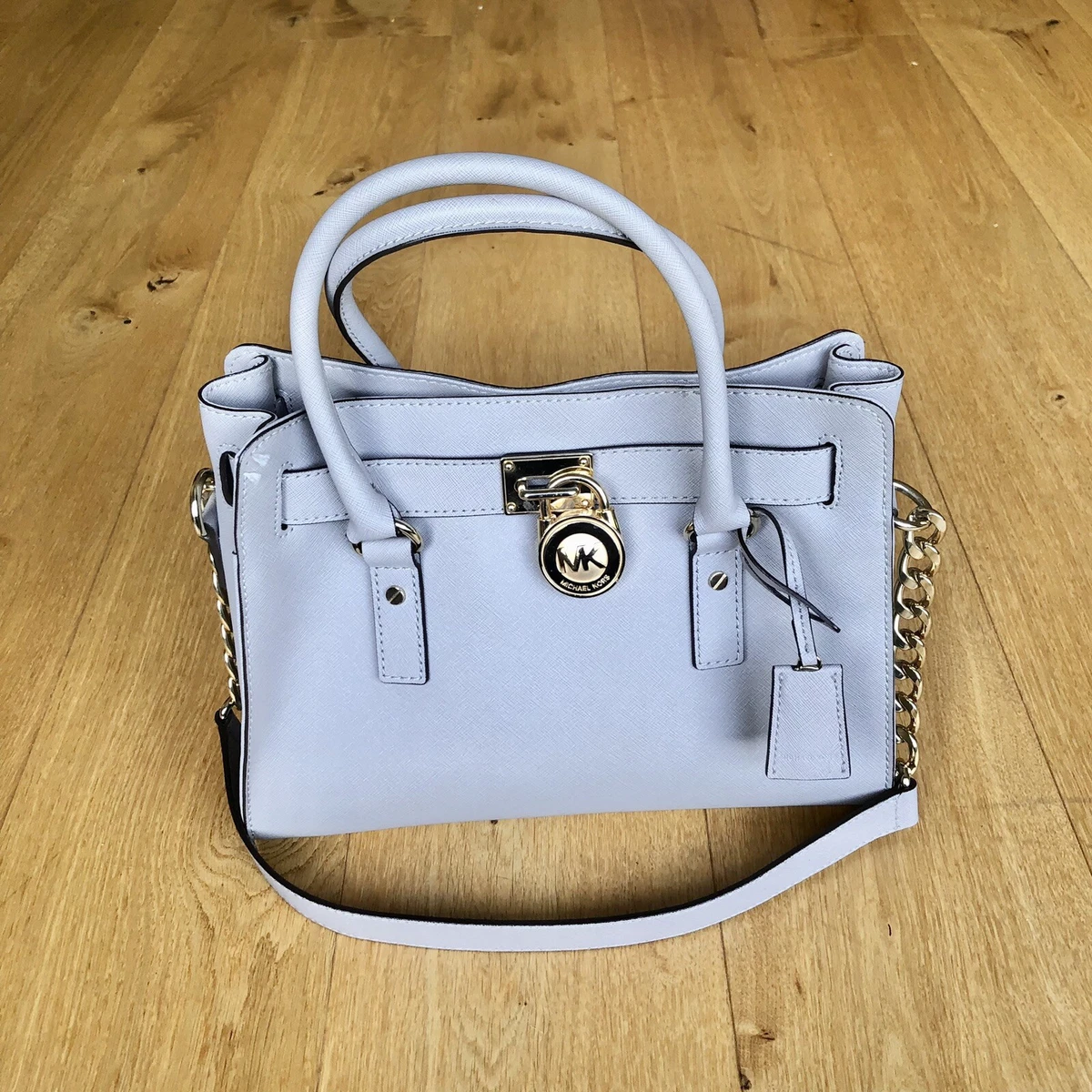 Michael Kors Stone Grey Hamilton East Wear Saffiano Leather Satchel