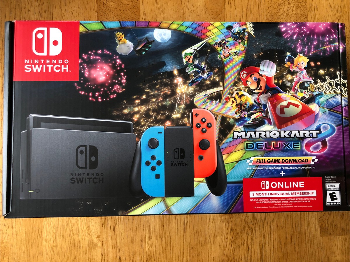 Nintendo Switch Mario Kart 8 Deluxe Bundle Red/Blue 32gb + 3