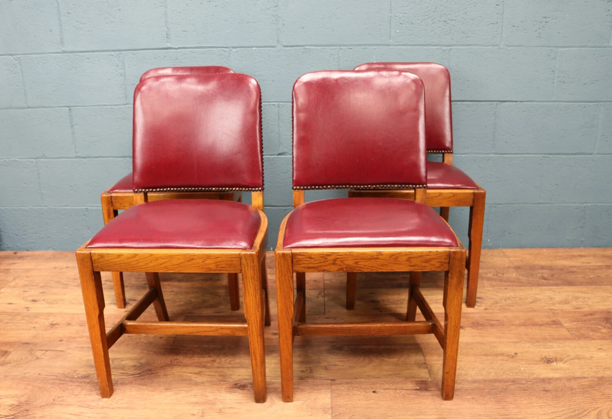 Set of 4 1930s Oak Dining Chairs by eGomme 101101B eBay