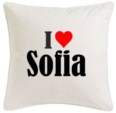 KISSENBEZUG I LOVE SOFIA 40CMX40CM AUS MIKROFASER