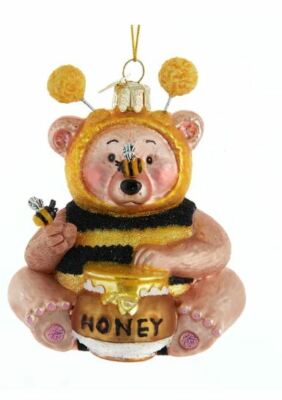 NBX0020 4.25 Noble Gems Glass Bee Bear Ornament Christmas Kurt Adler 