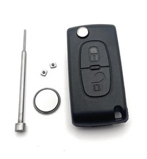 For Peugeot Citroen 2 button remote key case CR1620 battery 2 switches pin tool
