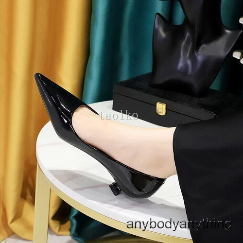 Scarpe da donna 3,5 cm tacco medio gattino punta decolte OL donna festa nuove - Foto 17 di 29