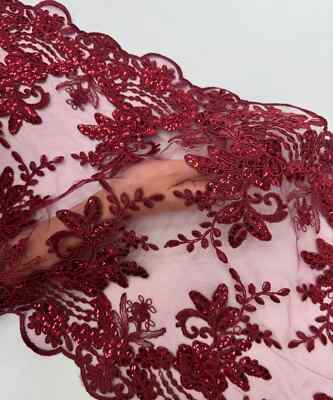 Embroidered Sequin  Lace Table Runner Scalloped Edges Party Wedding Decorations
