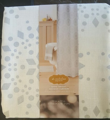 Fabric Shower Curtain Shine Bright St Nicolas Square White