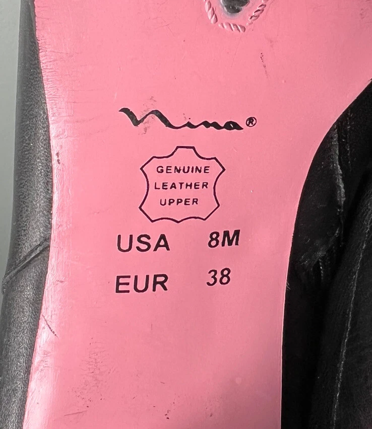 De Colección Nina Botas de Tacón Negras Rosa Parte Inferior Cremallera Lateral Completa Adornadas Para Mujer Talla 8M Foto 4 de 4