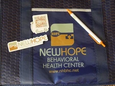 NEW HOPE BEHAVIORAL HEALTH CENTER REUSABLE ECO GROCERY BAG TOTE 2 STICKERS PEN