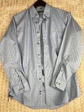 Geoffrey Beene WRINKLE FREE Long Sleeve Oxford Shirt ~ M 15.5 32/33 Blue Check
