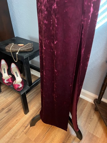 Long sleeveless burgandy velvet dress size S - Picture 4 of 6