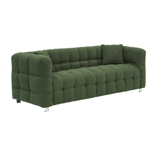 3 Seater Sofa Couch Teddy Upholstered Sofa Couch with 2 Pillows for Living Room - Picture 22 of 66