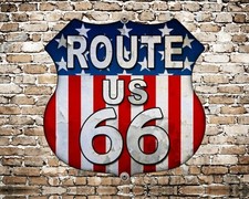 ROUTE 66 AMERICAN HIGHWAY MOTORCYCLE MOTORBIKE BIKER METAL PLAQUE TIN SIGN 2334