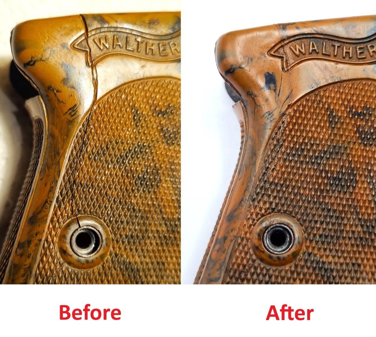 Walther PPK Grips Repair! Repair Original cracked Walther PPK