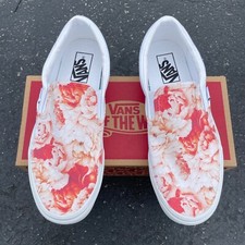 Lush Peony Flower Bouquet White Slip On Vans for Women and Men