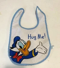 Vintage Disney Baby Drool Bib Donald Duck Hug Me Terry Cloth Front Plastic Back