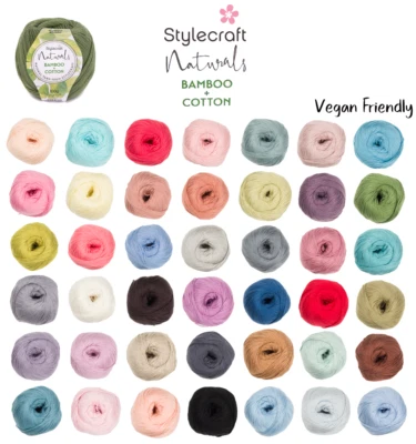 Stylecraft Naturals Bamboo+Cotton 100g DK Vegan Friendly Knitting Crochet Yarn
