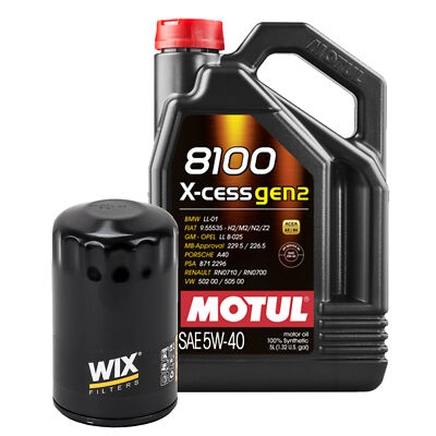5L Motul 8100 XCESS GEN2 5W40 Wix Filter Motor Oil Change Kit For Audi VW API SN