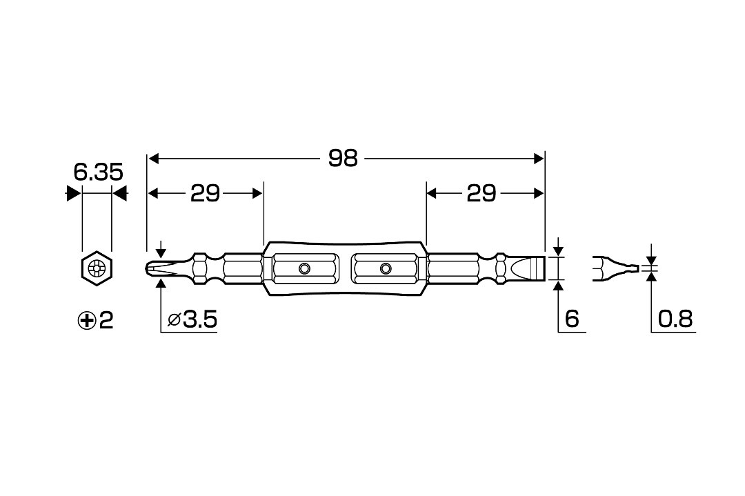 Aym ka ANEX 1/4 Bit Double-Ended Insulated BIT 1000V Compatible