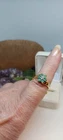 Vintg .30ctw 14K Yellow Gold Over 925 Emerald Diamond Flower Ring Sz8 A4280MS