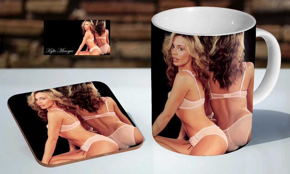 Kylie Minogue In Pink Model Tea / Coffee Mug Coaster Gift Set