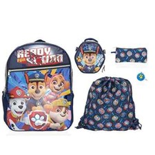 Mochila de 5 piezas de 16" Paw Patrol con lonchera bolsa de libros mochila escolar niños azul persecución