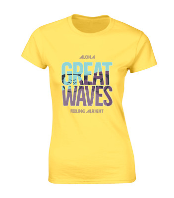 ALOHA GREAT WAVES DAMEN T SHIRT STRAND SURFEN FREIZEIT SOMMER URLAUB TOP COOL