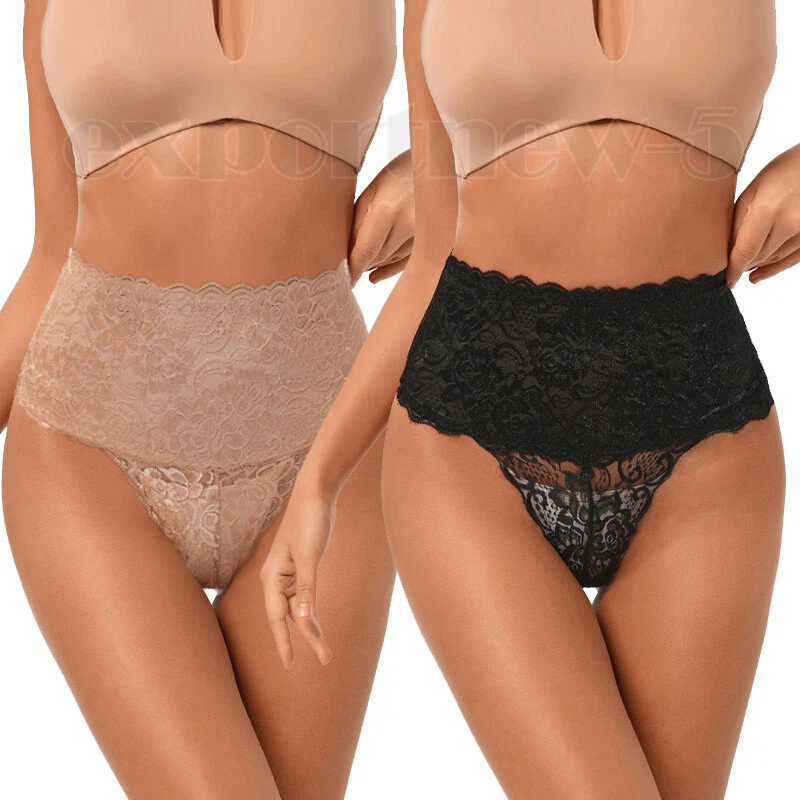 Women s Tummy Smoothing Sexy Lace Thong T back Shapewear Panties Body Shaper UK