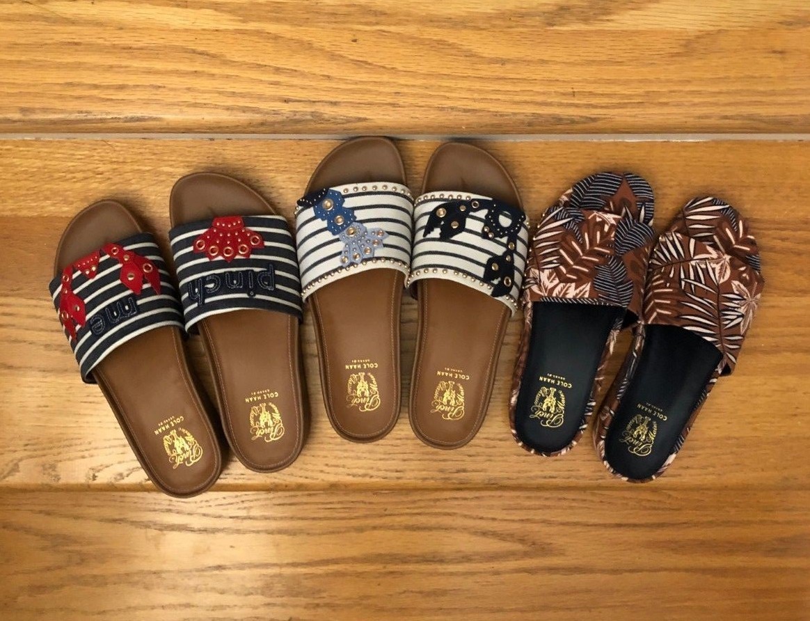 COLE HAAN WOMENS SLIDES SANDALS CANVAS LEATHER SLIPPERS | eBay