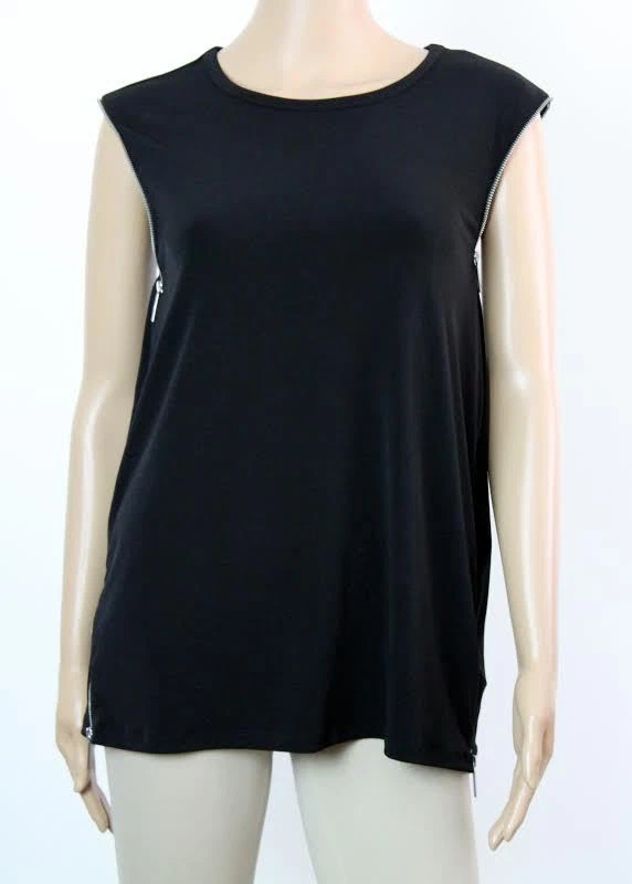 Maglietta Michael Kors Basics collo scoop camicetta designer nuova con etichette $99 L