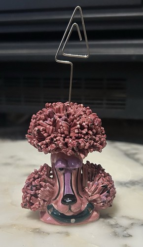 Vtg Lynda Cornielle Ceramic Swak Photo Holder Sasha Pink Spaghetti Poodle