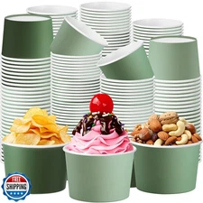 Jingmore 180 Pcs Paper Ice Cream Cups 9oz Colored Disposable Dessert Bowls fo