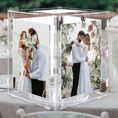 Hochzeit Kartenbox Briefbox Acryl mit Fotorahmen 15x20 cm Hochzeitsdeko Geschenk