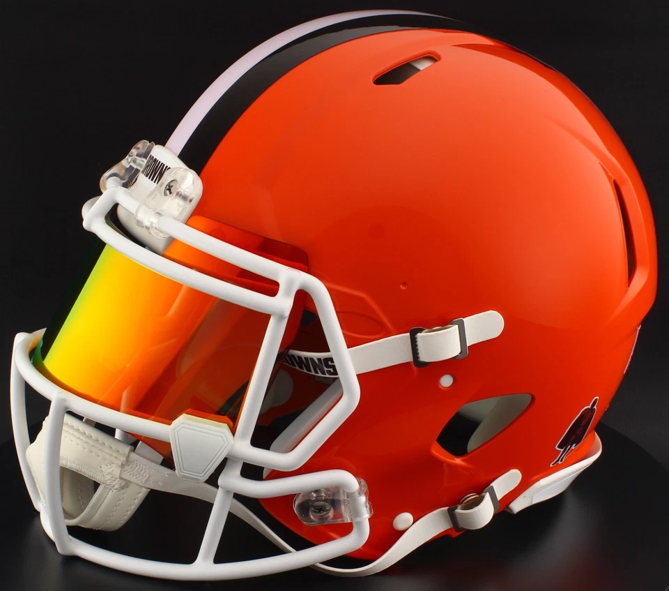 Casco de fútbol americano réplica tamaño completo Cleveland Browns NFL Riddell Speed Foto 3 de 4