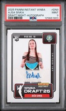 2025 PANINI INSTANT WNBA AJSA SIVKA DRAFT NIGHT AUTOGRAPH AUTO PSA 9 LOW POP