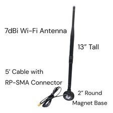7dBi Wi-Fi Magnet Base Antenna with 5' Cable and RP-SMA Connector - 50 Off More