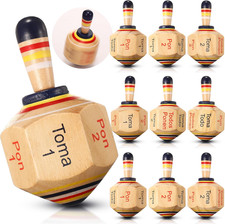 10 Pieces Large Wooden Toma Todo Bulk, 4.5 Inch Classic Mexican Wood Spinning To