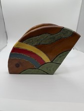 Vintage ręcznie robiony i malowany kołdra uchwyt na koc tęcza 