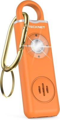 TECKNET Persönlicher Sicherheitsalarm für Frauen, 130 dB Sirene & Stroboskoplicht, orange 