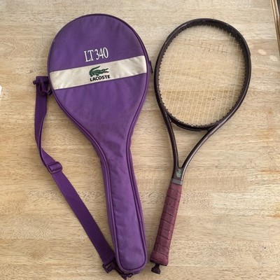 Vintage Lacoste LT340 Tennisschläger und Tasche Lila Original Grip Größe 3