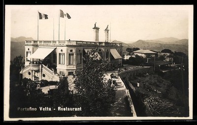 AK Portofino Vetta /Riviera di Levante, Grand Hôtel, Restaurant con bandiere su 