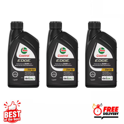 3 Pack Castrol EDGE 5W-30 Advanced Full Synthetic Motor Oil, 1 Qt, High Strength