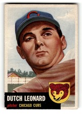 1953 Topps Chicago Cubs Dutch Leonard #155 EX NO CREASES