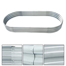 8×4×1 ft Galvanized Raised Garden Bed Kit Raised Garden Boxes Outdoor Oval Metal