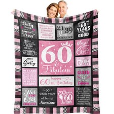 60x50 Inch 60th Birthday Throw Blanket Women 1965 60 Year Old Decor Ideas