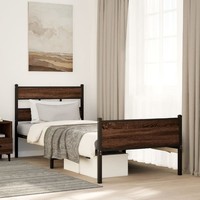 Bettgestell Ohne Matratze Braun Eiche 90X200 Cm Holzwerkstoff