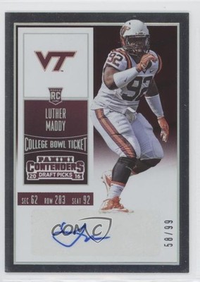 2016 Contenders Draft Picks College Bowl Ticket 58/99 Luther Maddy #261 Auto 0a1