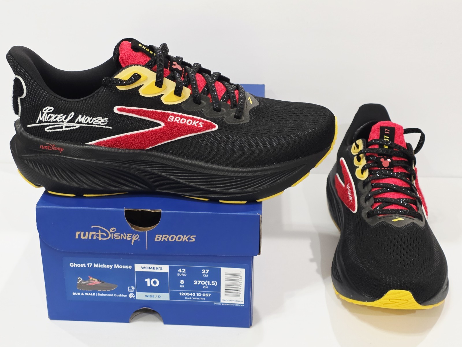Brooks Ghost 17 MICKEY MOUSE RunDisney 2026 Limited Black Women 10 Wide D New