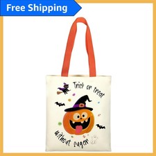 Reusable Large Canvas Halloween Trick or Treat Tote Bag for Kids - Fun  Durable
